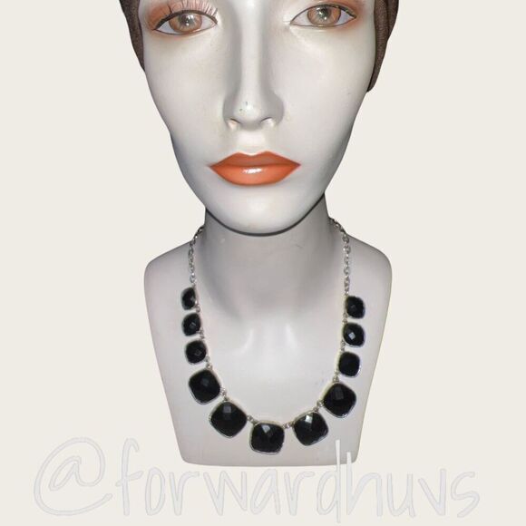 Premier Designs Black Faceted Square Bead Necklace - Picture 1 of 10